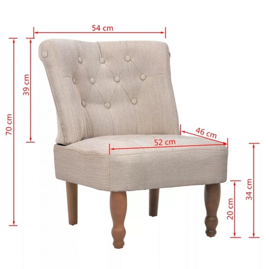 Französische Stühle 2 Stk. Creme Stoff