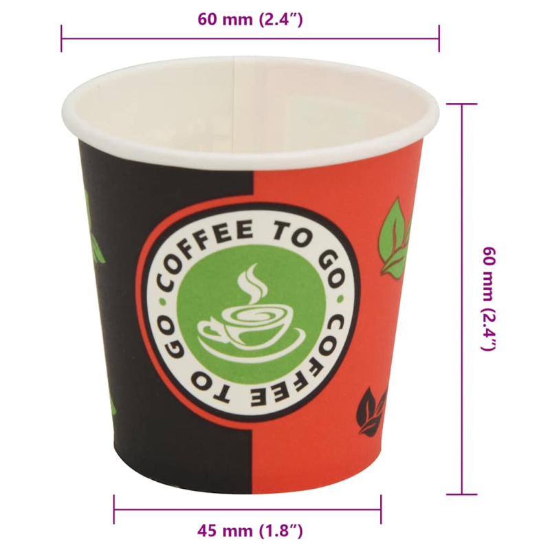 1000 Stk. Einweg-Kaffeebecher Pappe 120 ml (4 oz)