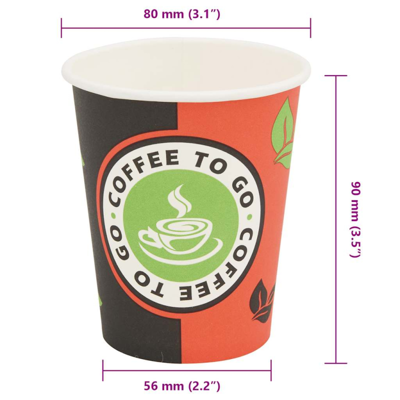 1000 Stk. Einweg-Kaffeebecher Pappe 240 ml (8 oz)