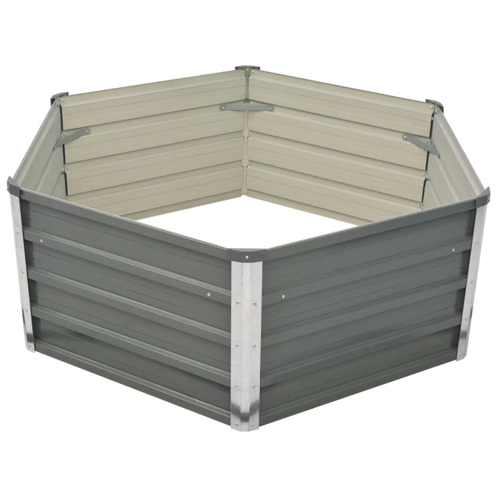 Hochbeet 129 x 129 x 46 cm Verzinkter Stahl Grau