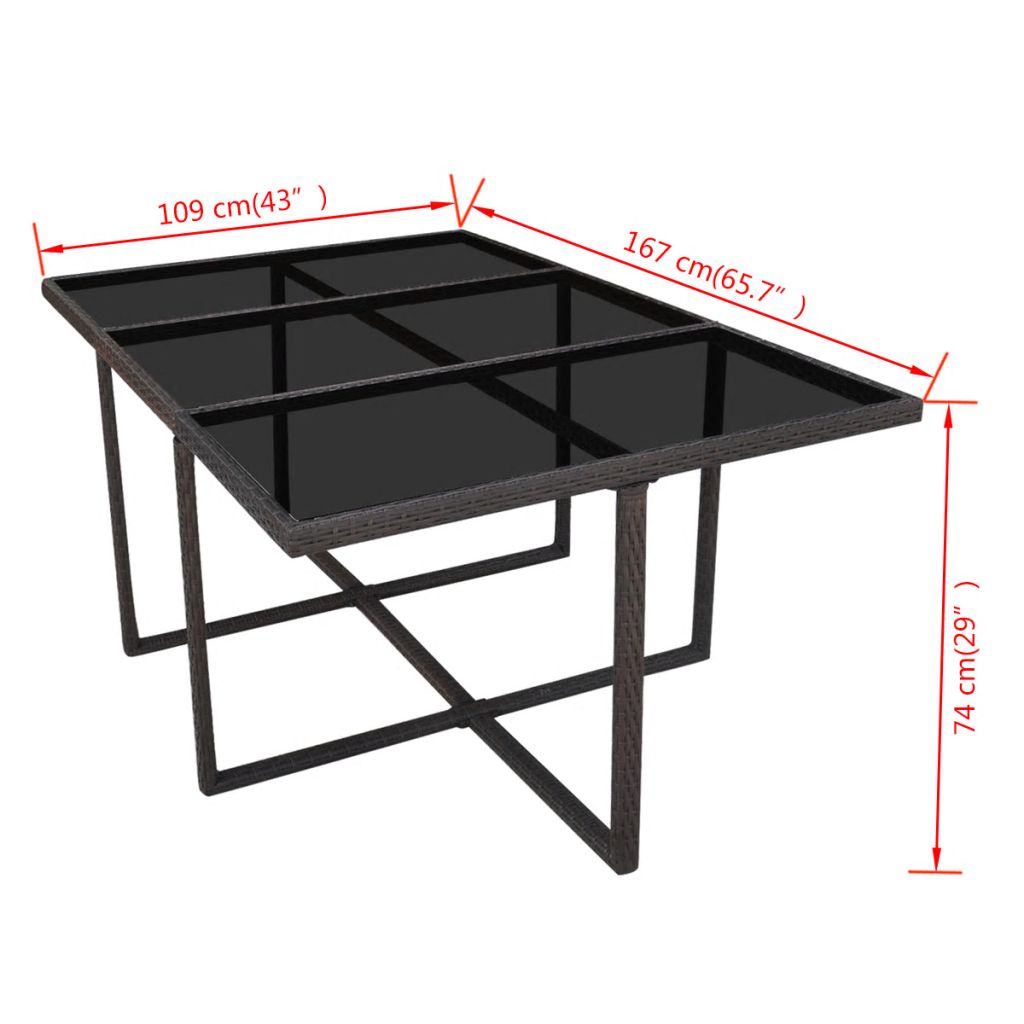 11-tlg. Garten-Essgruppe mit Auflagen Poly Rattan Braun