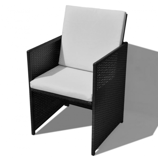 11-tlg. Garten-Essgruppe Poly Rattan Akazienholz Schwarz