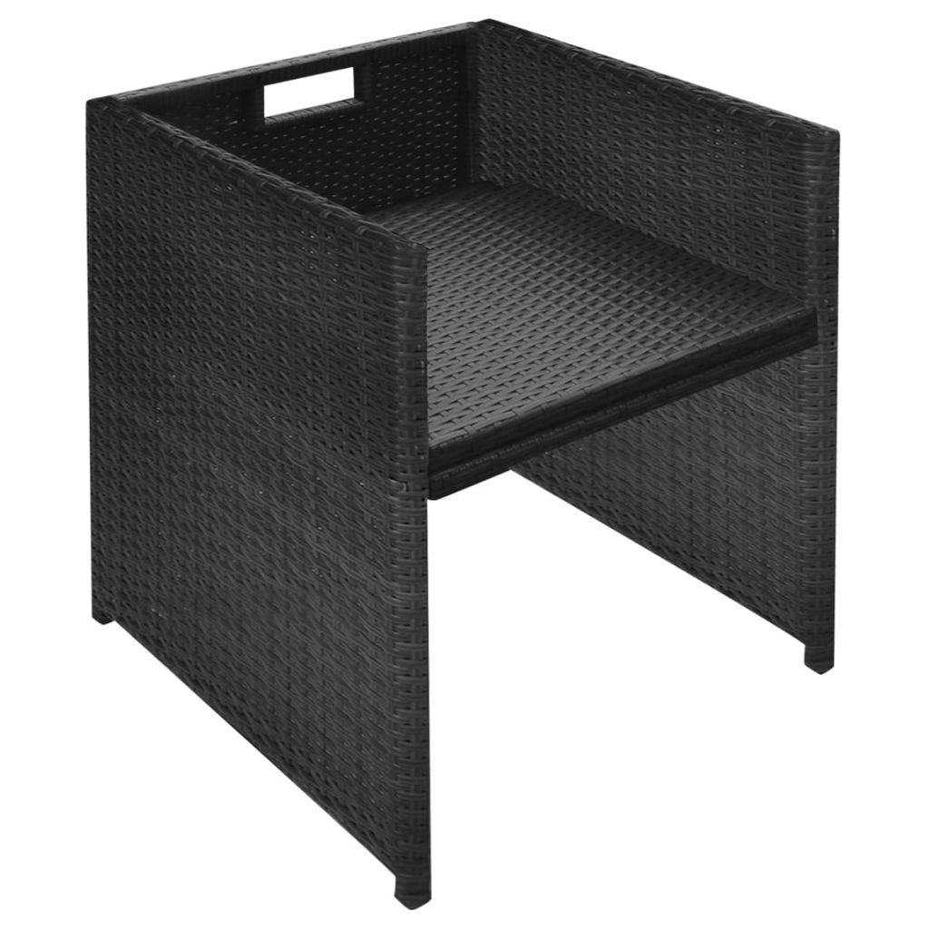 11-tlg. Garten-Essgruppe mit Auflagen Poly Rattan Schwarz