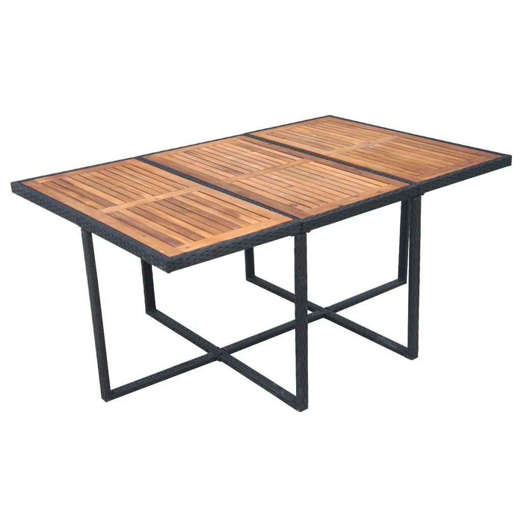 11-tlg. Garten-Essgruppe mit Auflagen Poly Rattan Schwarz