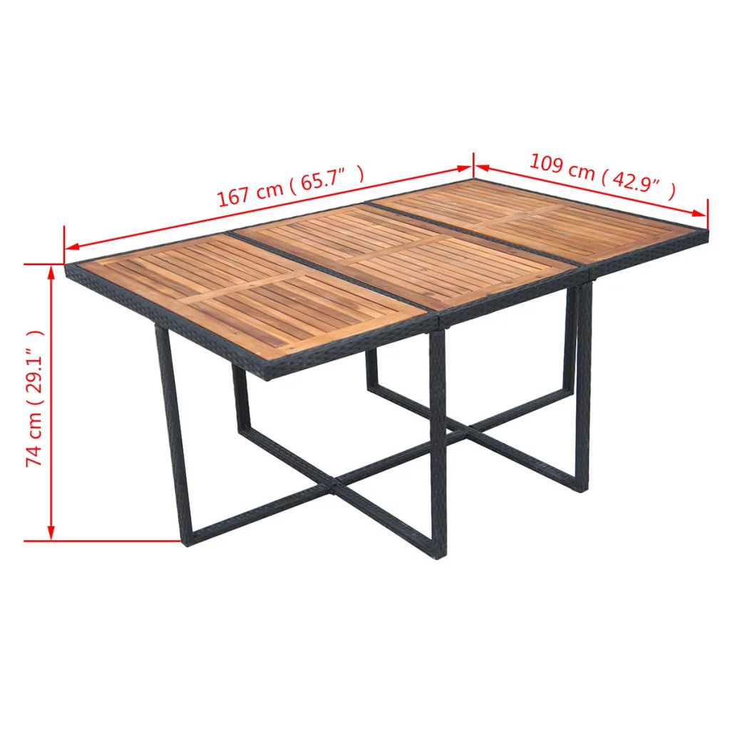 11-tlg. Garten-Essgruppe mit Auflagen Poly Rattan Schwarz