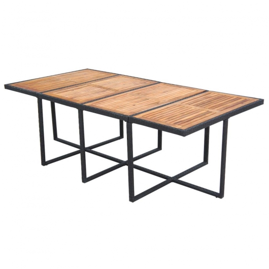 13-tlg. Garten-Essgruppe mit Auflagen Poly Rattan Schwarz