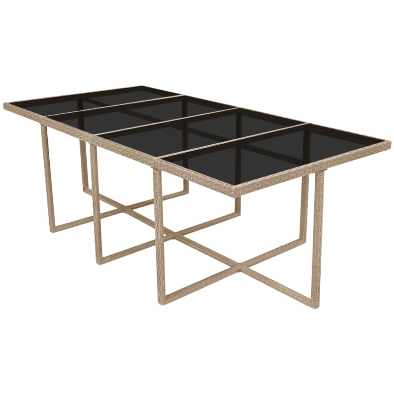 13-tlg. Garten-Essgruppe mit Auflagen Poly Rattan Beige