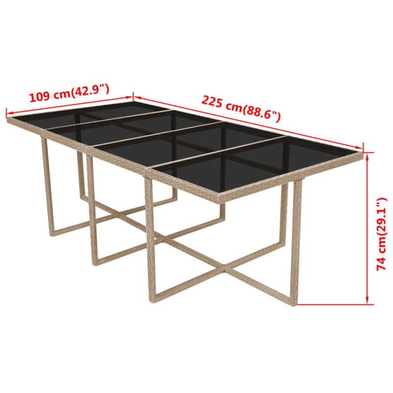 13-tlg. Garten-Essgruppe mit Auflagen Poly Rattan Beige