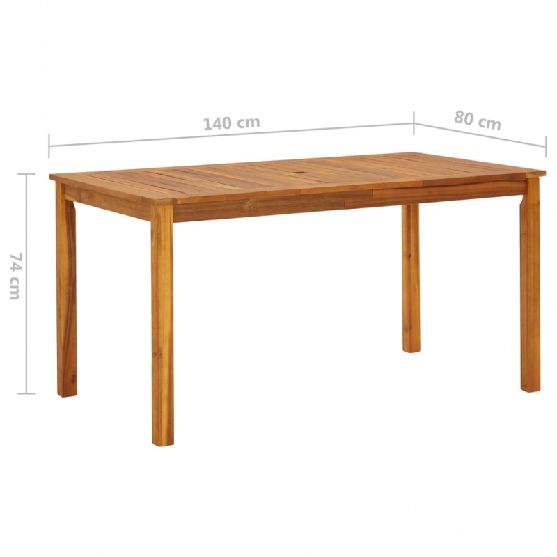 Gartentisch 140x80x74 cm Massivholz Akazie