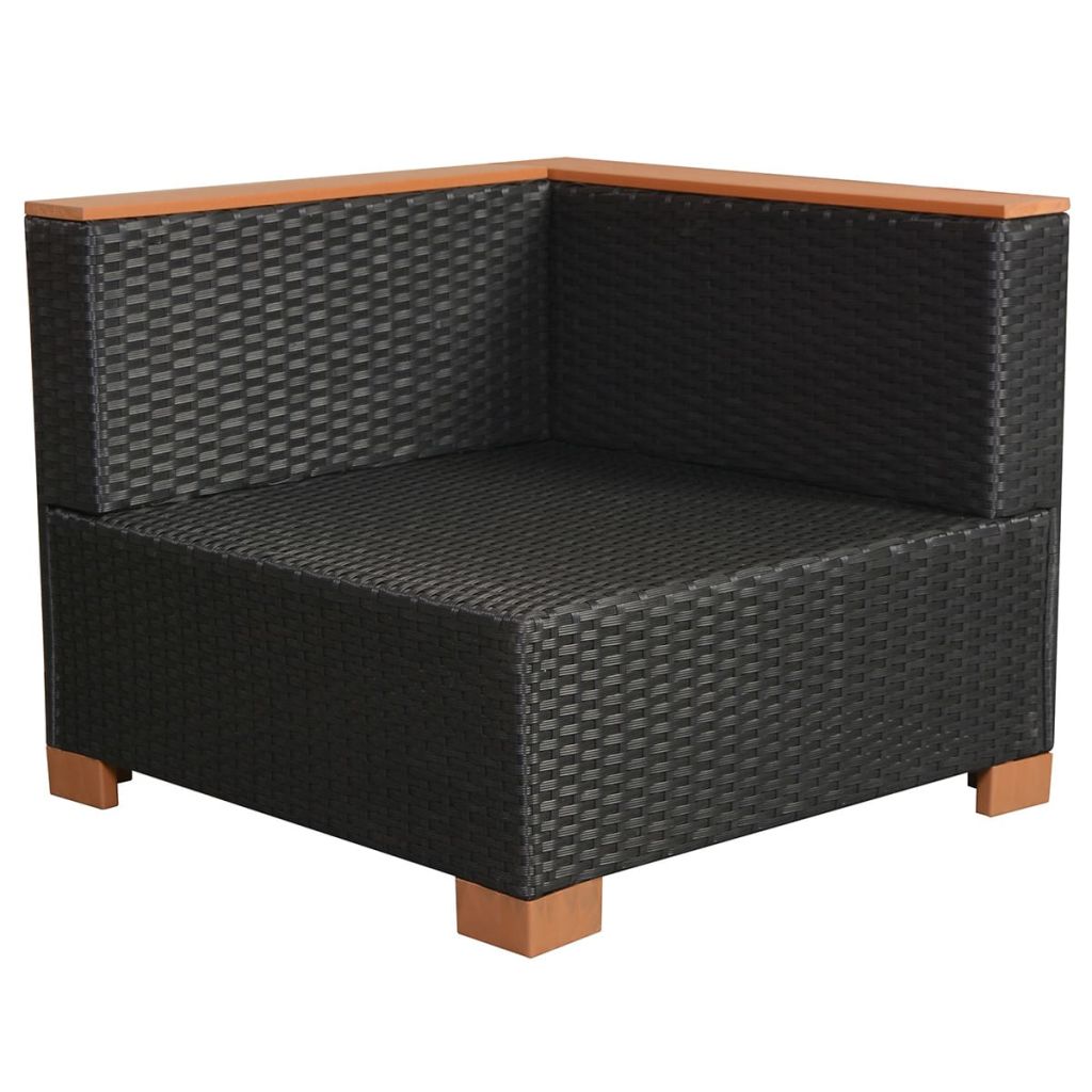 10-tlg. Garten-Lounge-Set mit Auflagen Poly Rattan Schwarz