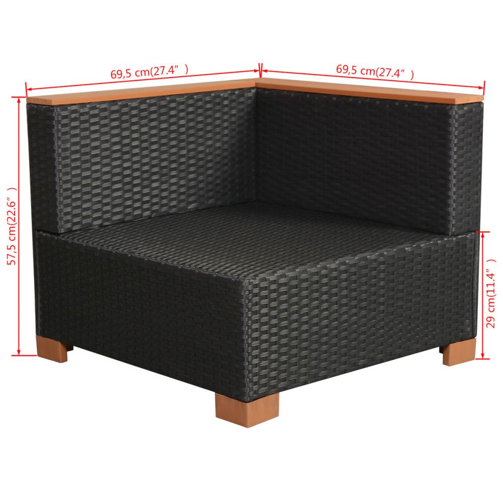 10-tlg. Garten-Lounge-Set mit Auflagen Poly Rattan Schwarz