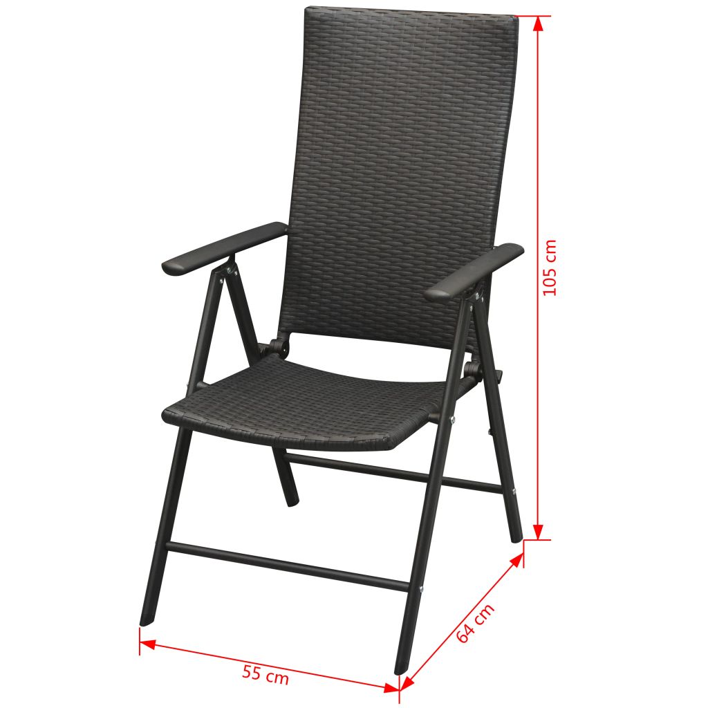 Stapelbare Gartenstühle 2 Stk. Poly Rattan Schwarz
