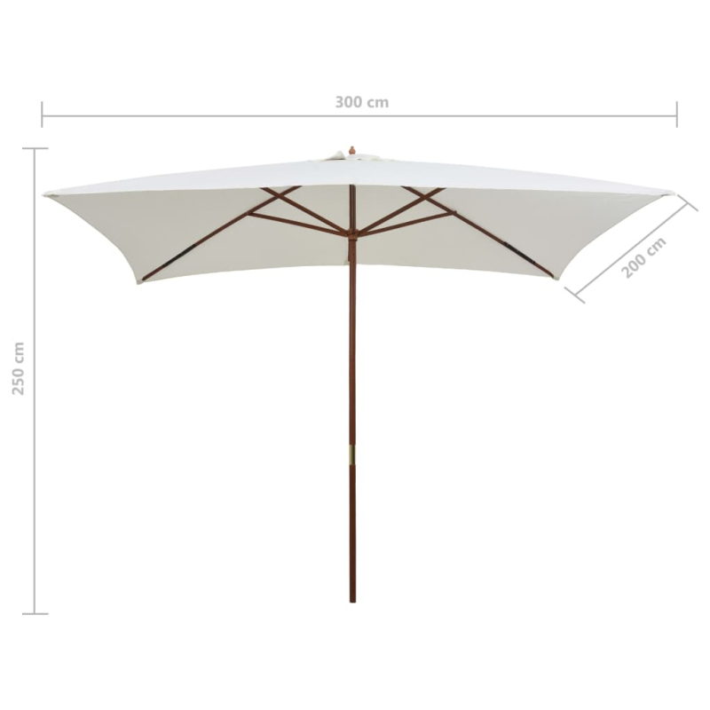 Sonnenschirm 200x300 cm Holzmast Cremeweiß