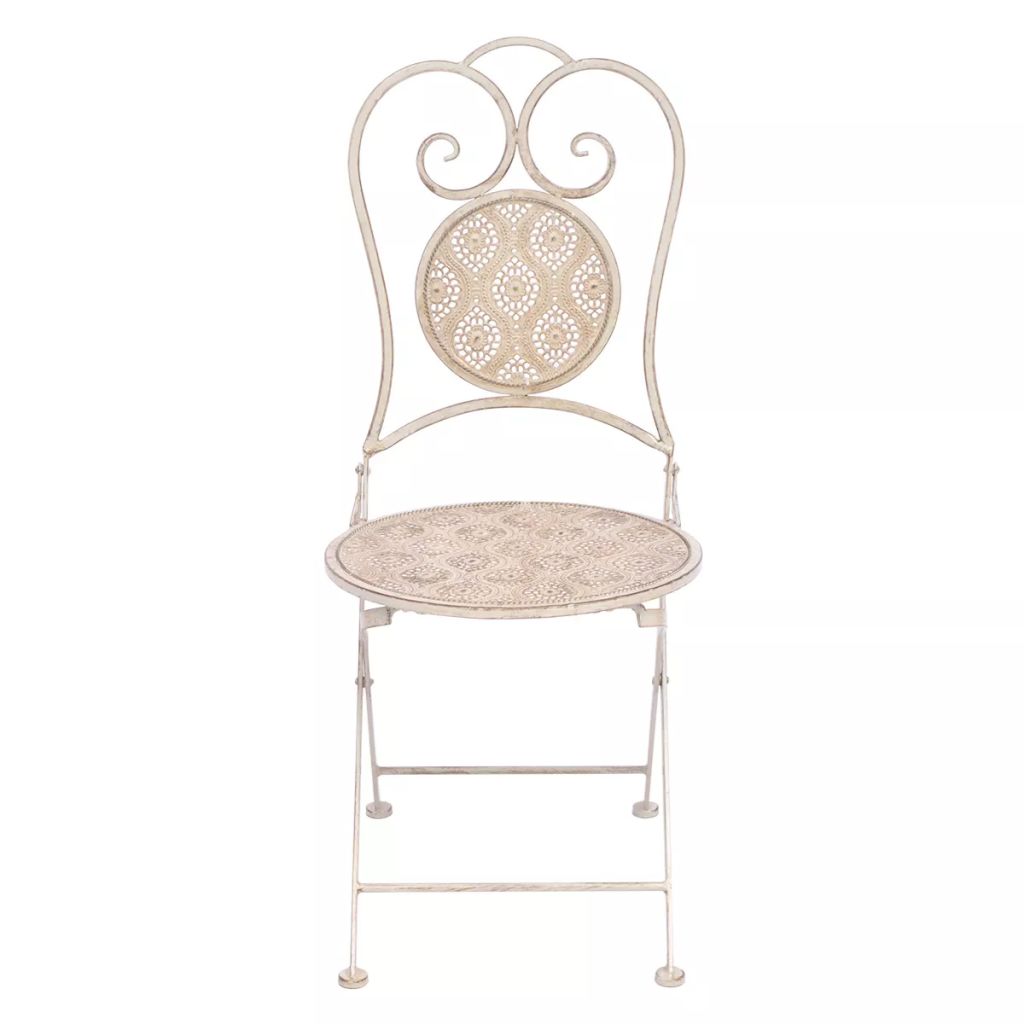 3-tlg. Bistro-Set Stahl Grau-Weiß