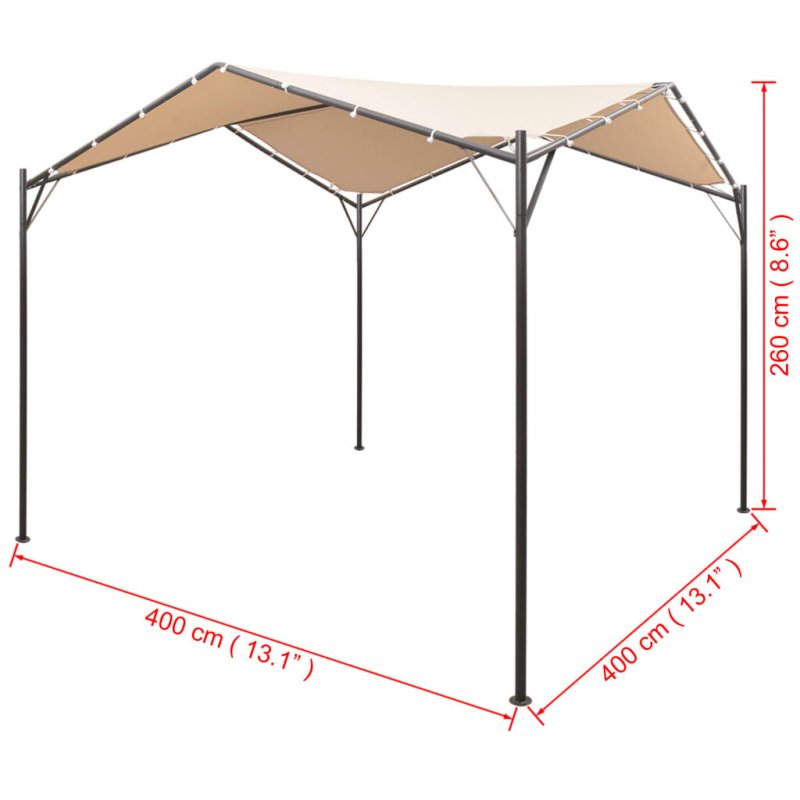 Pavillon Partyzelt Überdachung 4x4 m Stahl Beige