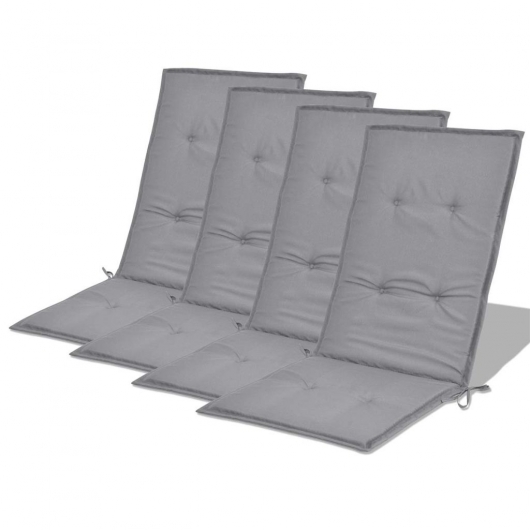Gartenstuhlauflagen für Hochlehner 4 Stk. Grau 120x50x3cm Stoff