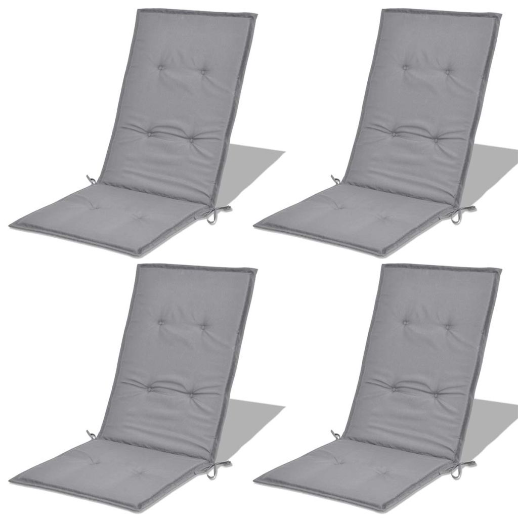 Gartenstuhlauflagen für Hochlehner 4 Stk. Grau 120x50x3cm Stoff