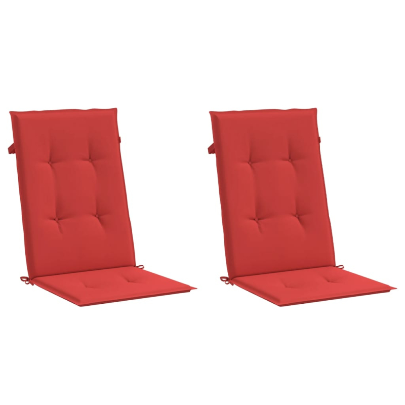 Gartenstuhlauflagen für Hochlehner 2 Stk. Rot 120x50x3 cm Stoff