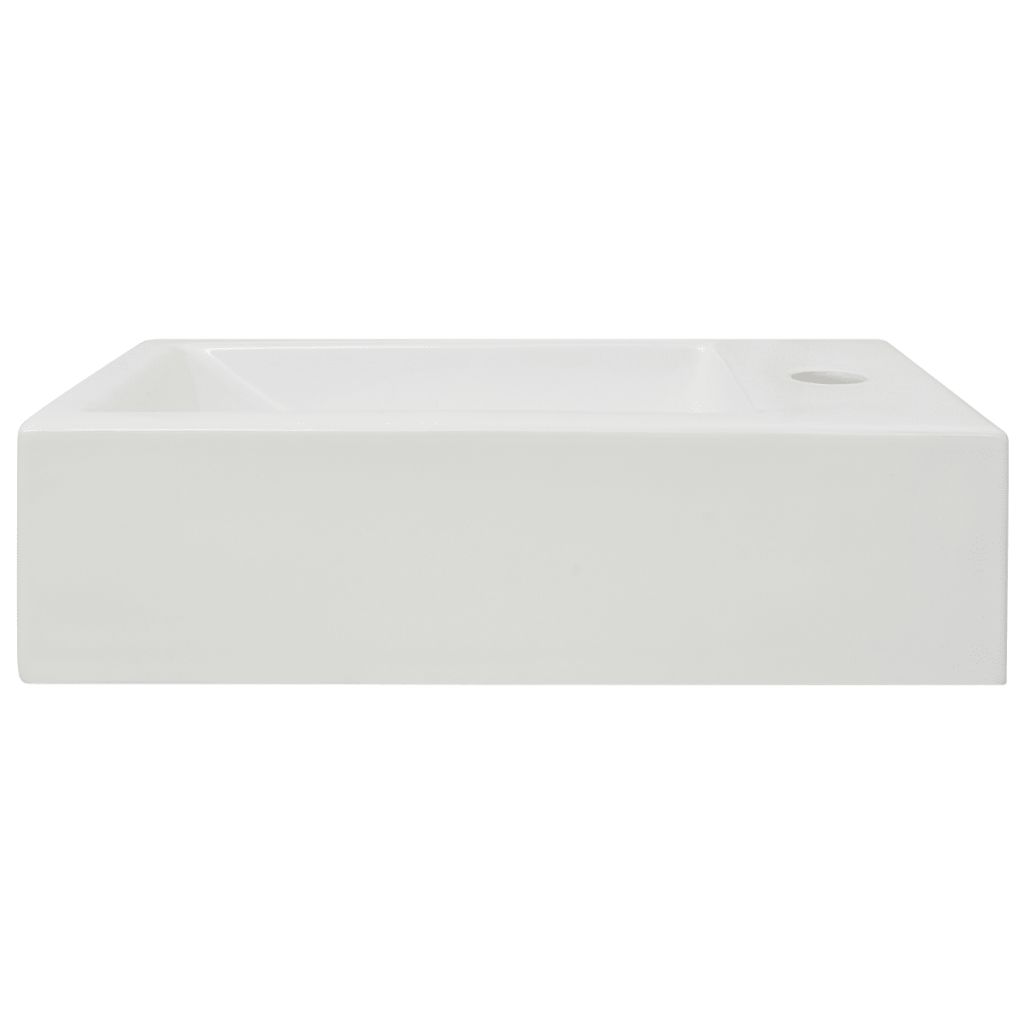 Waschbecken Rechteckig mit Hahnloch Keramik Weiß 46x25,5x12 cm