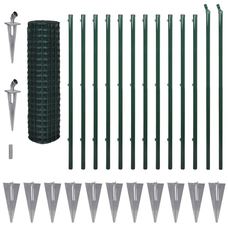 Eurozaun Stahl 25 x 1,5 m Grün