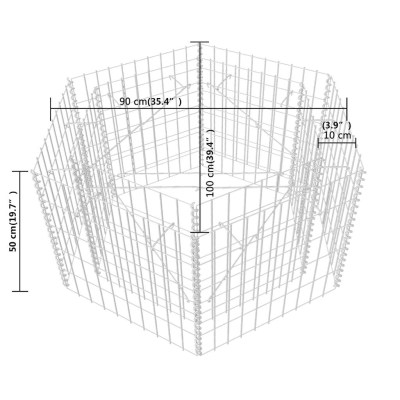 Sechseckiges Gabionen-Hochbeet 100×90×50 cm