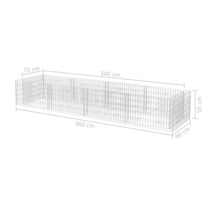 Gabionen-Hochbeet Stahl 360×90×50 cm