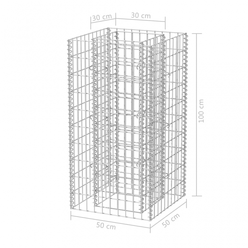 Gabionen-Hochbeet Stahl 50×50×100 cm