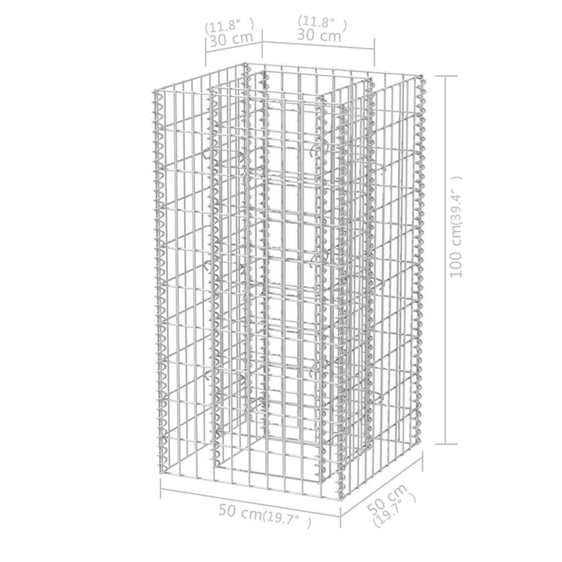 Gabionen-Hochbeet Stahl 50×50×100 cm