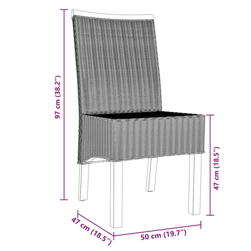 Esszimmerstühle 2 Stk. Braun Natürliches Rattan