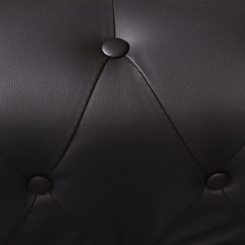 Chesterfield-Ecksofa 6-Sitzer Kunstleder Schwarz