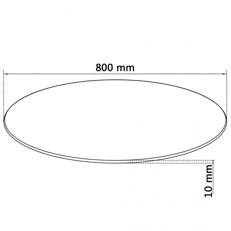 Tischplatte aus gehärtetem Glas rund 800 mm