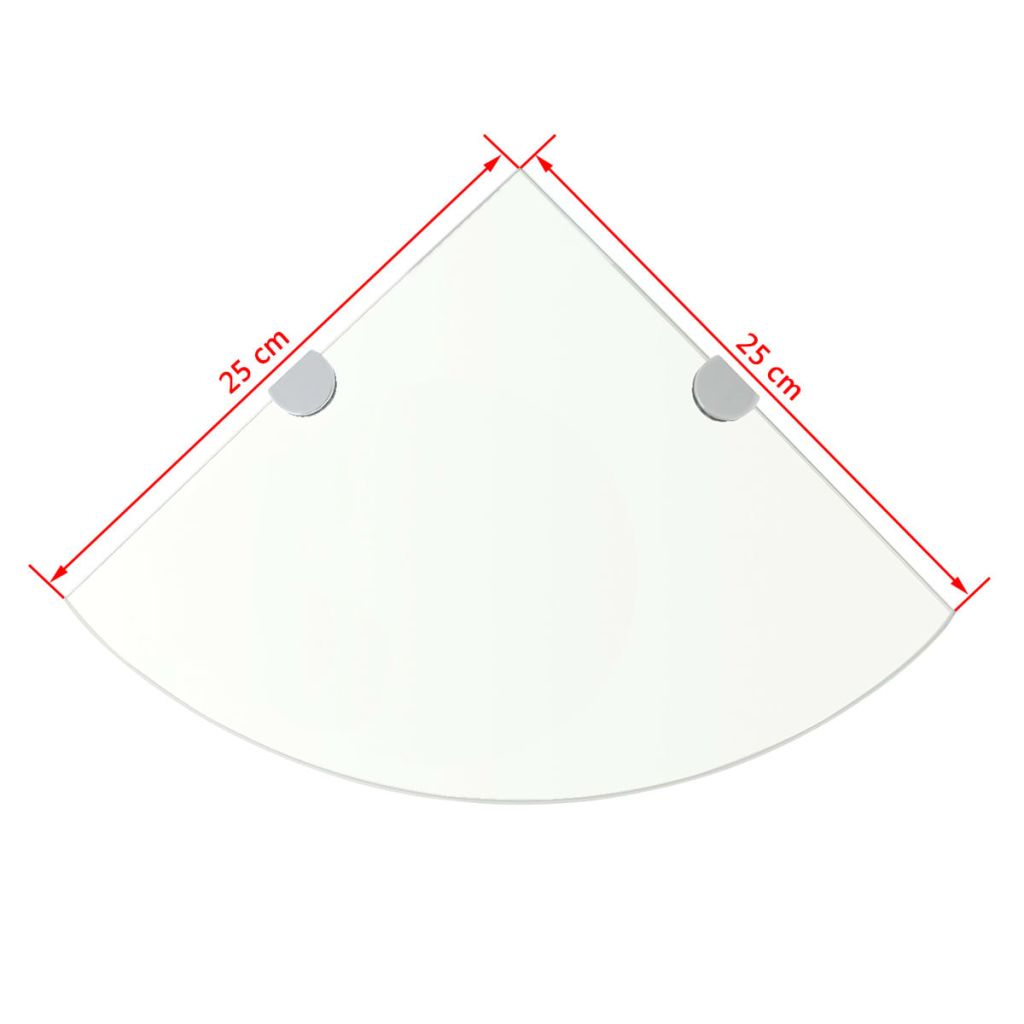Eckablage mit Verchromten Halterungen Glas Transparent 25x25 cm