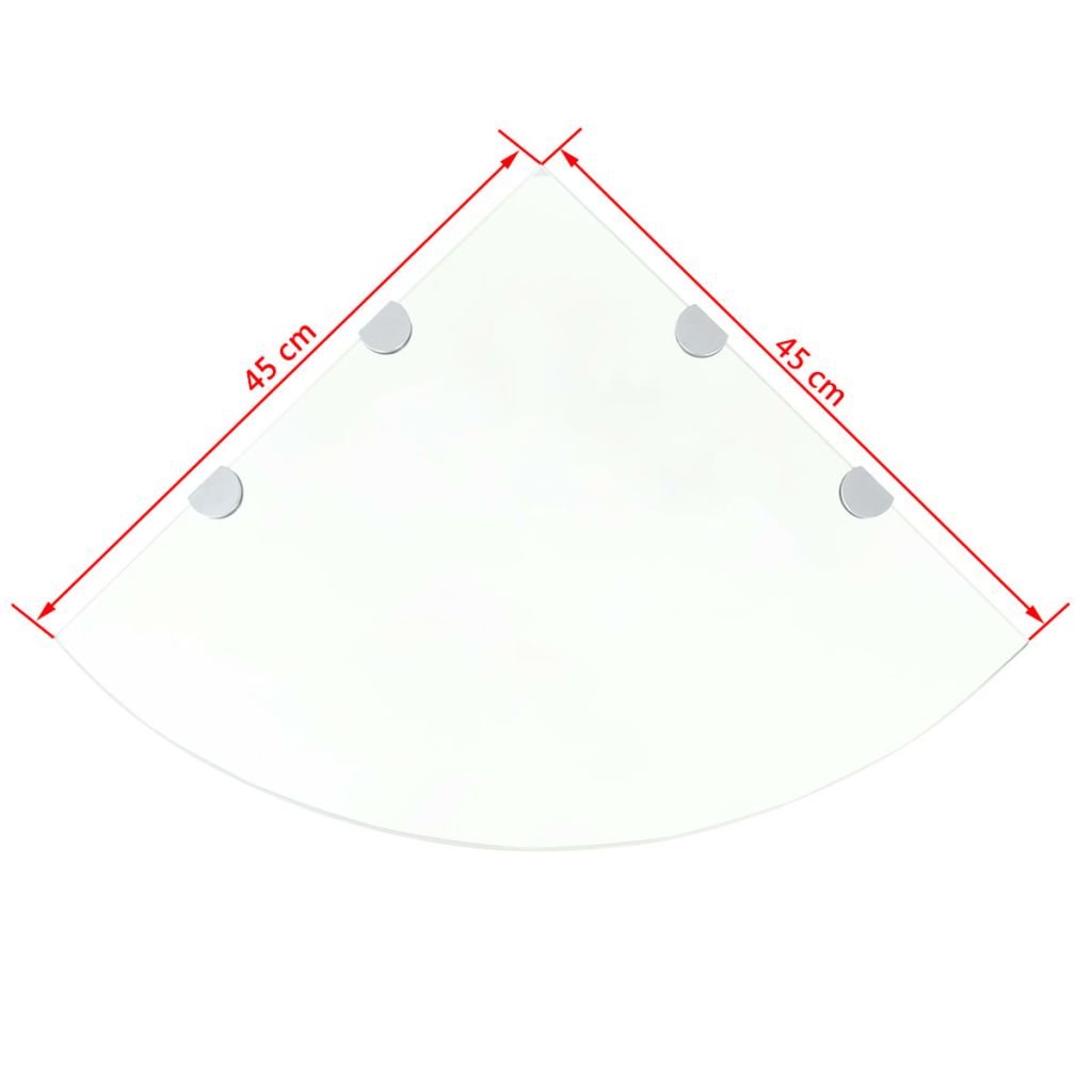 Eckablage mit Verchromten Halterungen Glas Transparent 45x45 cm