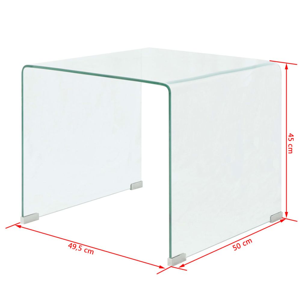 Couchtisch aus gehärtetem Glas 49,5 x 50 x 45 cm Transparent