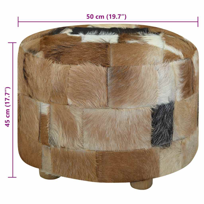 Hocker Echtleder Rund 50x50x45 cm
