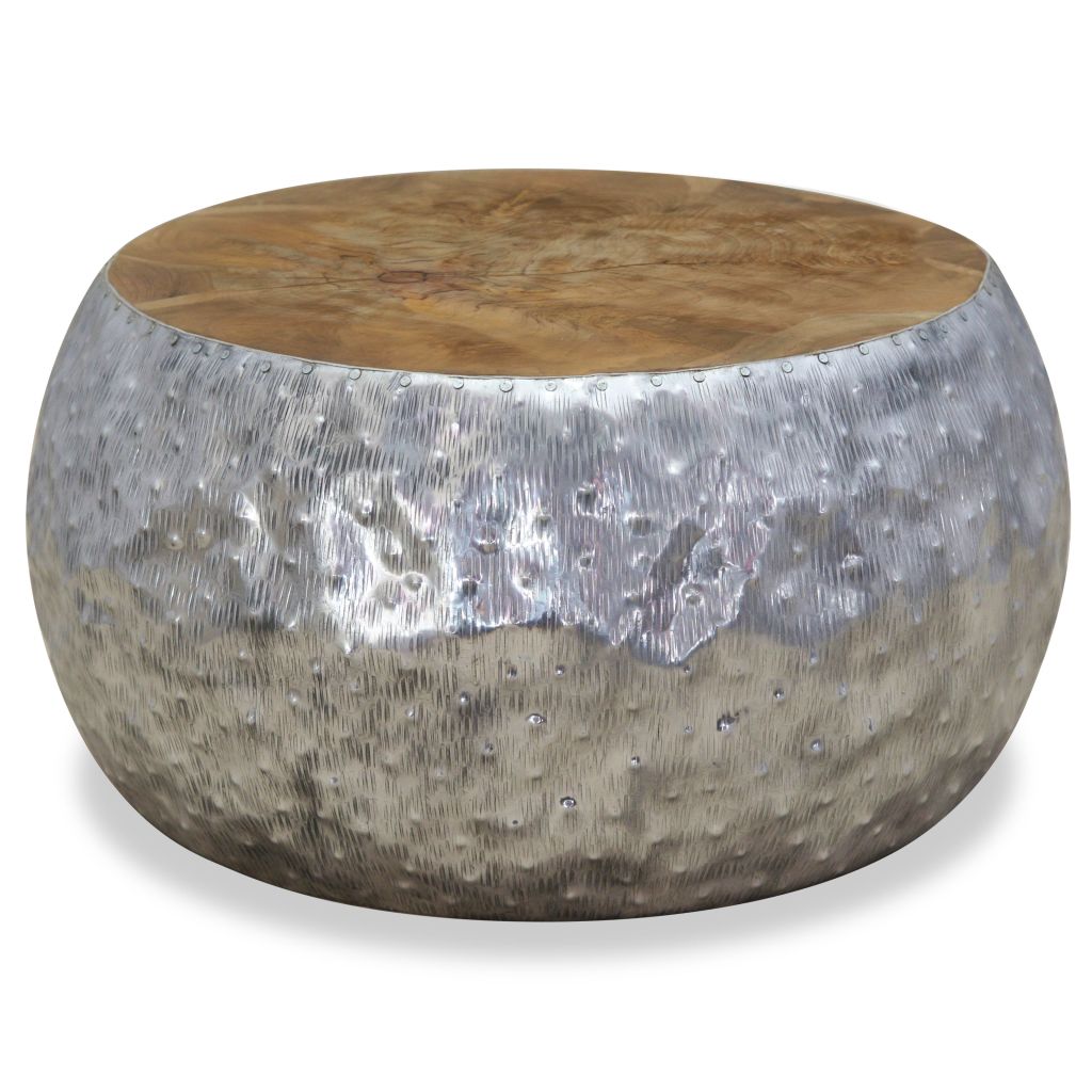 Couchtisch Aluminium Teak 60x60x30 cm