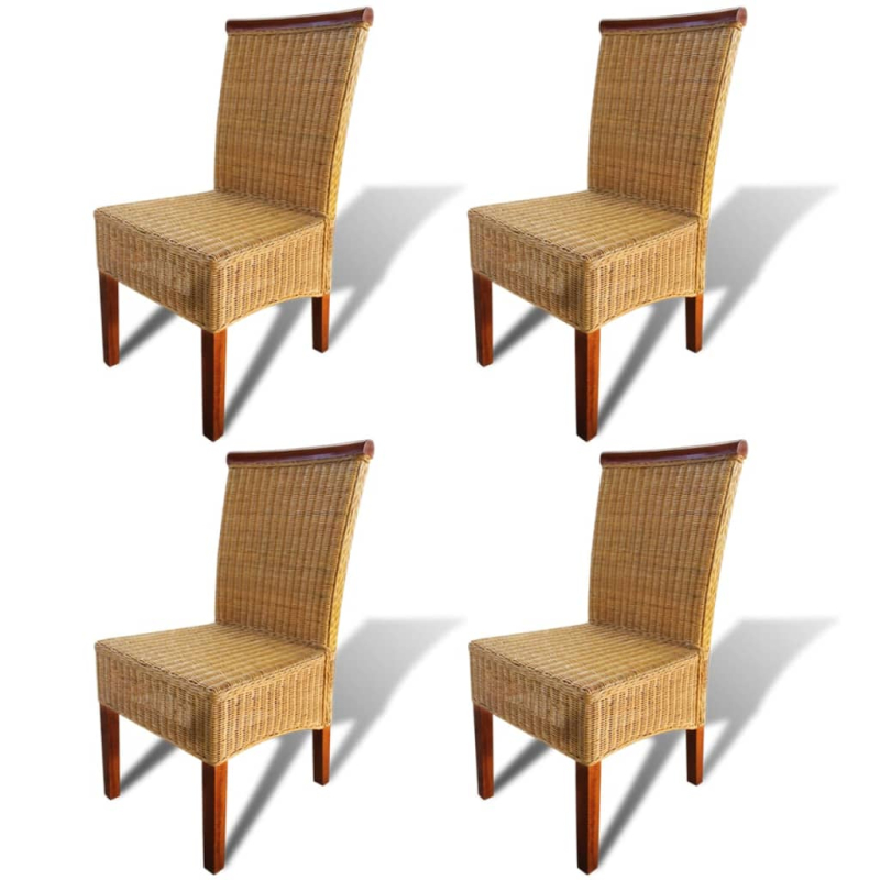 Esszimmerstühle 4 Stk. Braun Natur Rattan