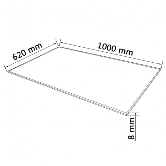 Tischplatte aus gehärtetem Glas Rechteckig 1000 x 620 mm