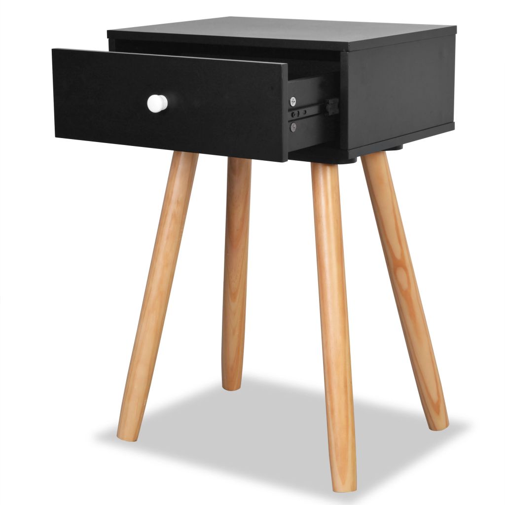 Nachttische 2 Stk. Massivholz Kiefer 40x30x61 cm Schwarz