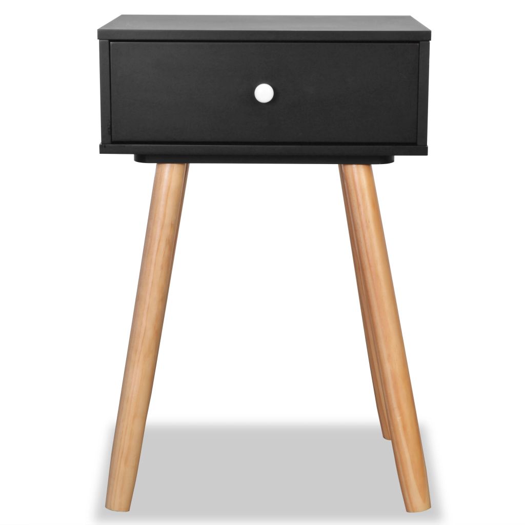 Nachttische 2 Stk. Massivholz Kiefer 40x30x61 cm Schwarz
