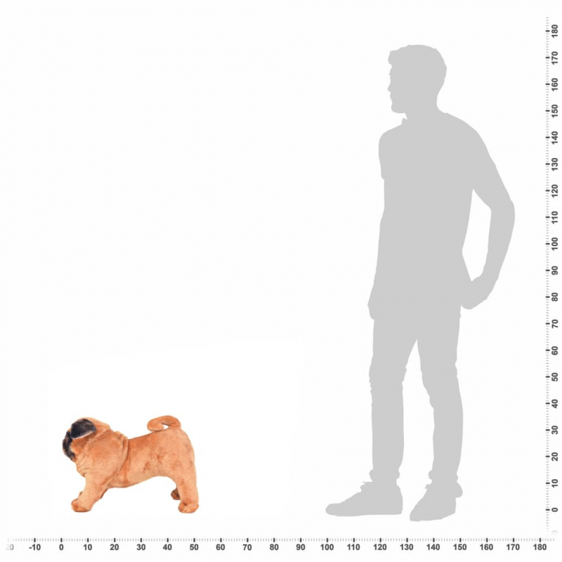 Plüschtier Hund Mops Stehend Plüsch Hellbraun XXL