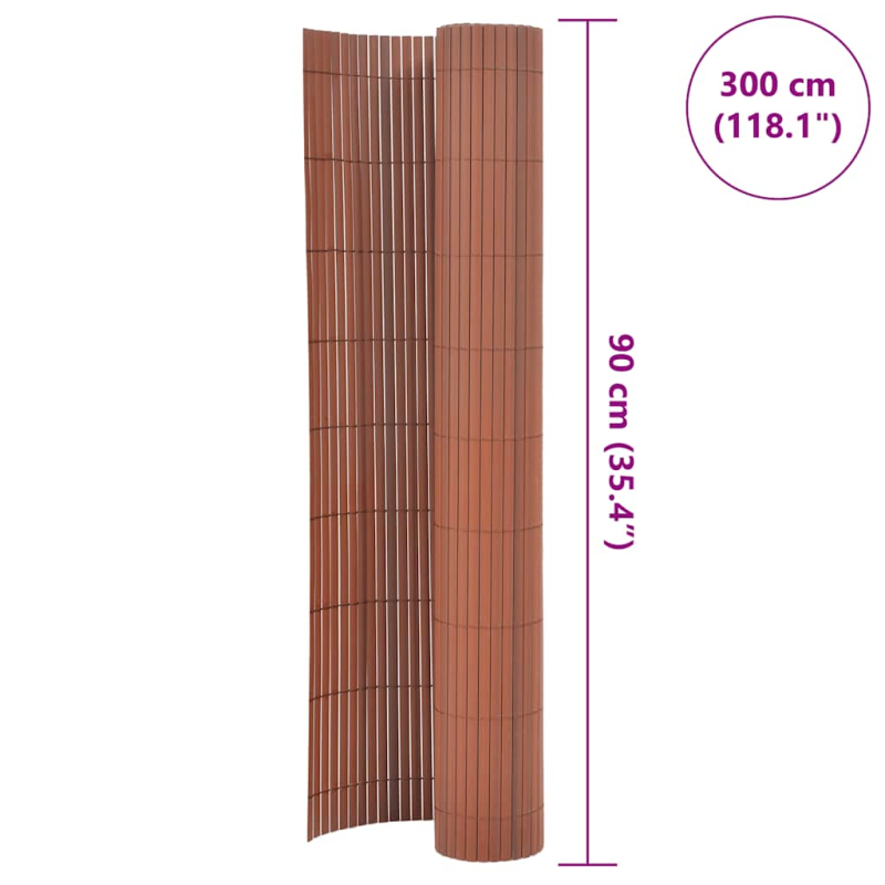 Gartenzaun Doppelseitig PVC 90 x 300 cm Braun