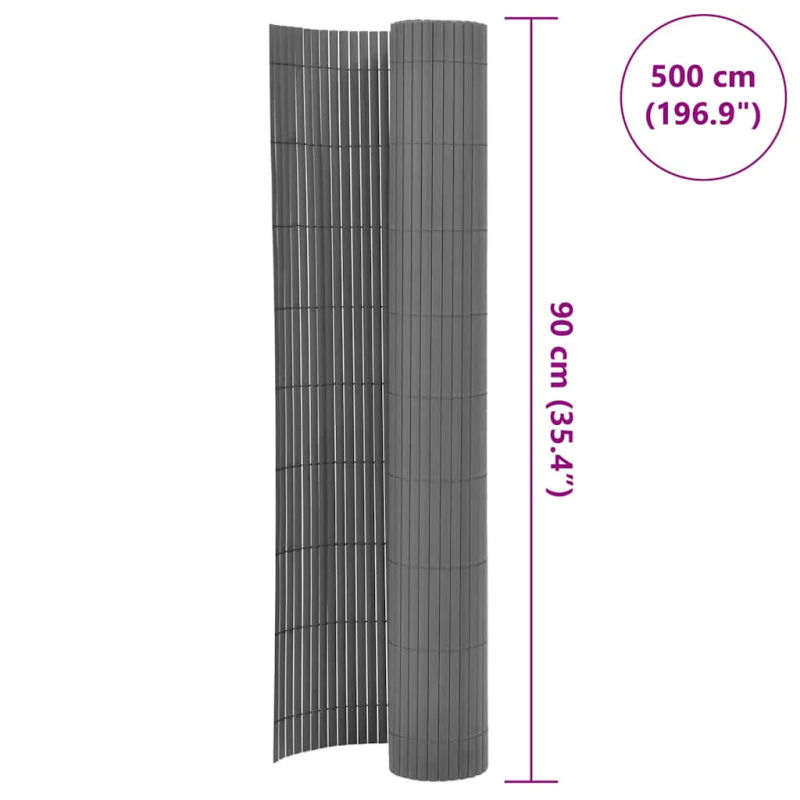 Gartenzaun Doppelseitig PVC 90 x 500 cm Grau