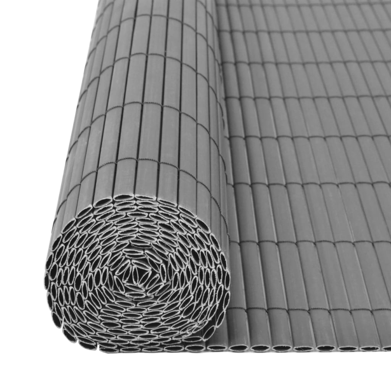 Gartenzaun Doppelseitig PVC 150 x 500 cm Grau