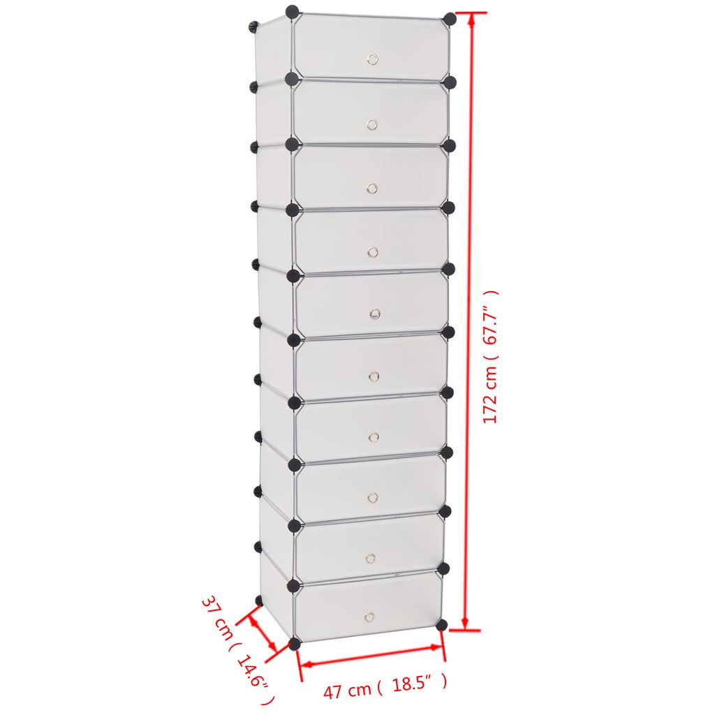 Schuh-Organizer Zusammenklappbar mit 10 Fächern Weiß