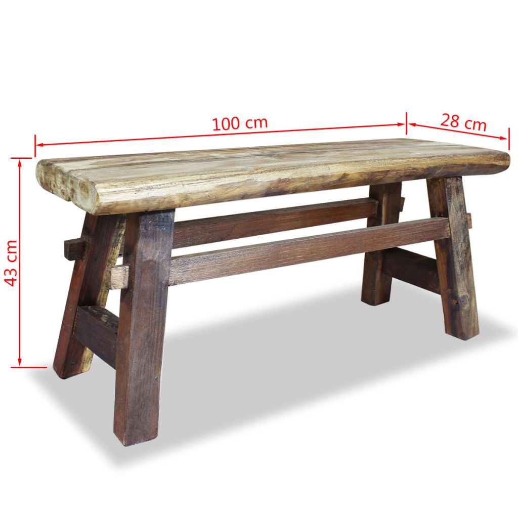 Bank Gemischtes Altholz und Massivholz Teak 100x28x43 cm