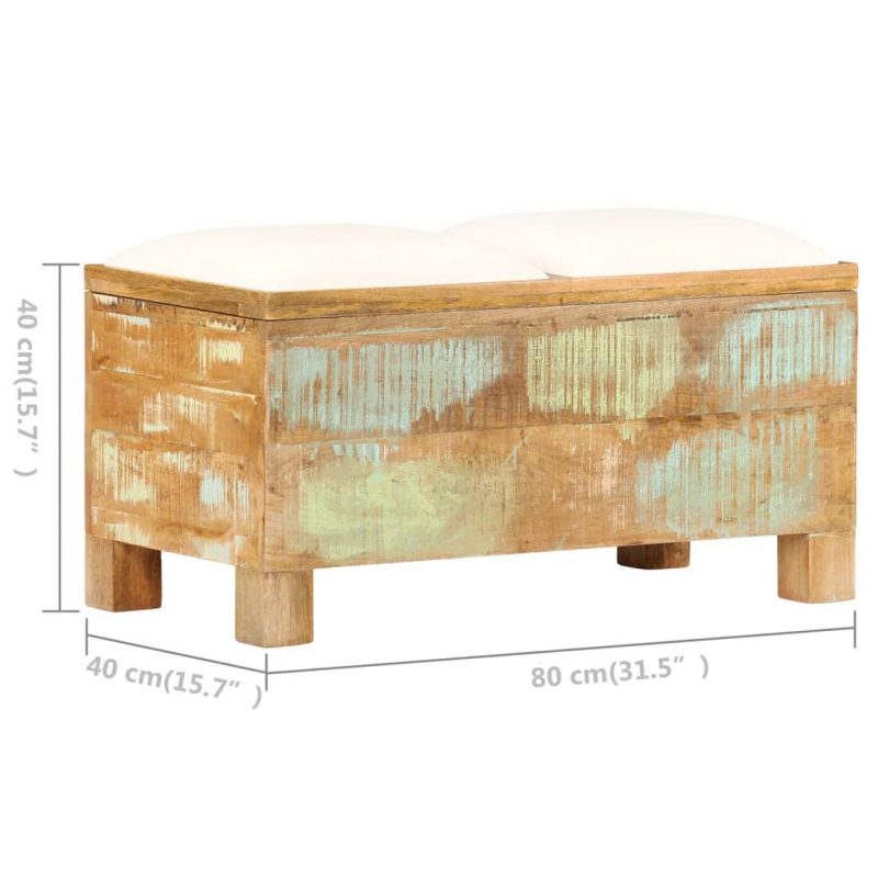 Sitzbank mit Stauraum Altholz Massiv 80x40x40 cm