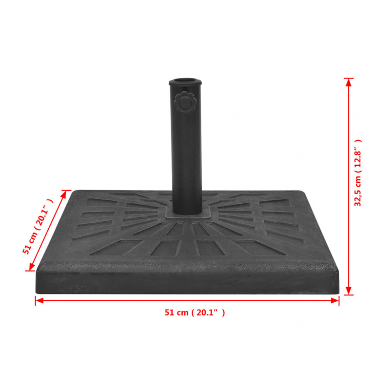 Sonnenschirmständer Harz Quadratisch Schwarz 19 kg