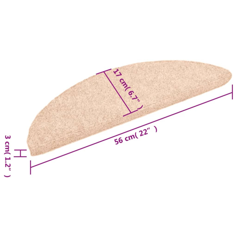 15 Stk. Selbstklebende Treppenmatten Nadelvlies 56x17x3cm Creme