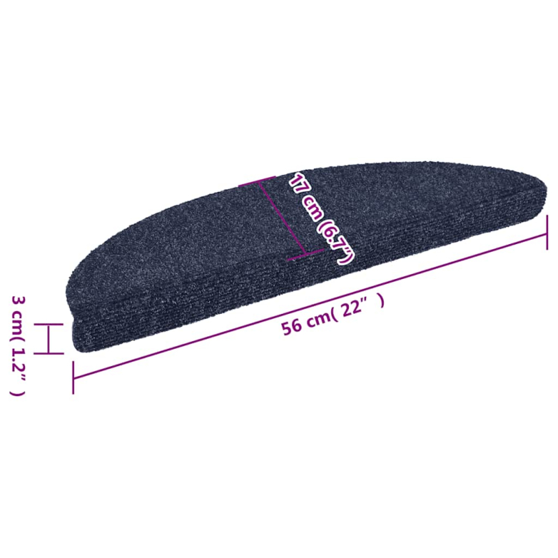 15 Stk. Selbstklebende Treppenmatten Nadelvlies 56x17x3cm Blau